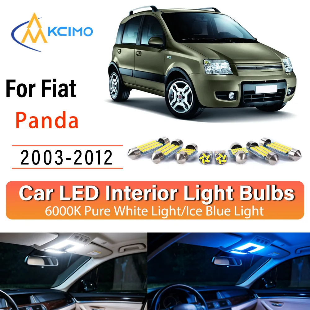 For Fiat Panda 2003-2012 2004 Plug & Play Persistent Glow LED Interior Light Kit Replacement Dome Map Trunk Cabin Lamps Upgrade