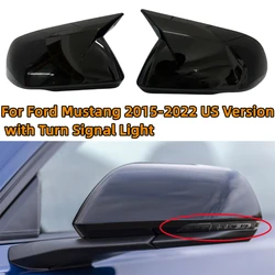 For Ford Mustang 2015-2020 Car Rearview Side Mirror Cover Wing Cap Exterior Door Rear View Case Trim Sticker Carbon Fiber