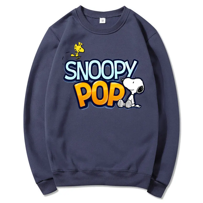 Yellow Snoopy Cartoon Anime Women Pullover Spring Autumn Men O-neck Hoodie 2024 New Fashion Oversized Couple Sweatshirt Tops