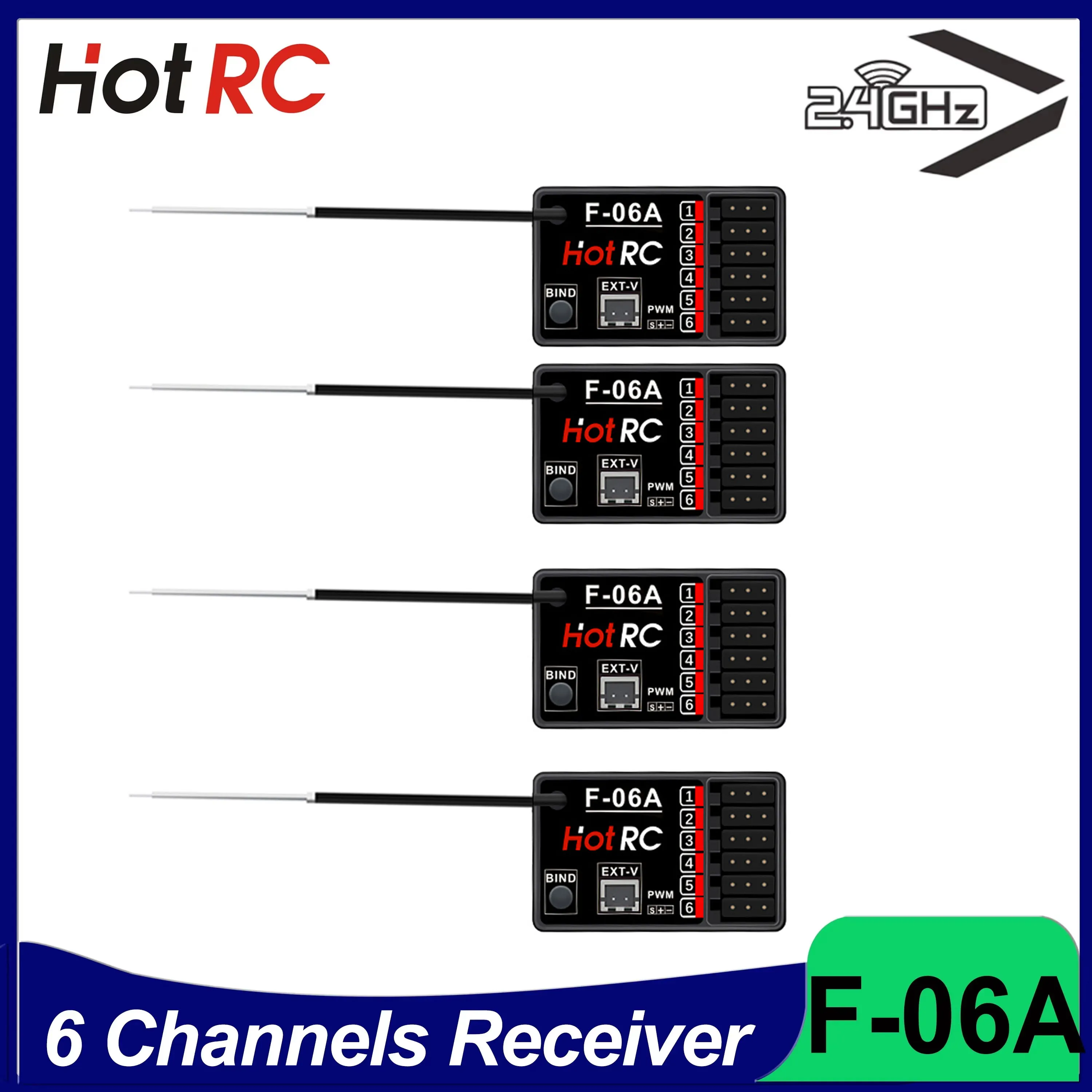 

1/2/4PCS HOTRC DS-600 DS600 CH 2.4GHz FHSS Radio System 6CH Receiver for Transmitter Remote Controller PWM GFSK Model Boat