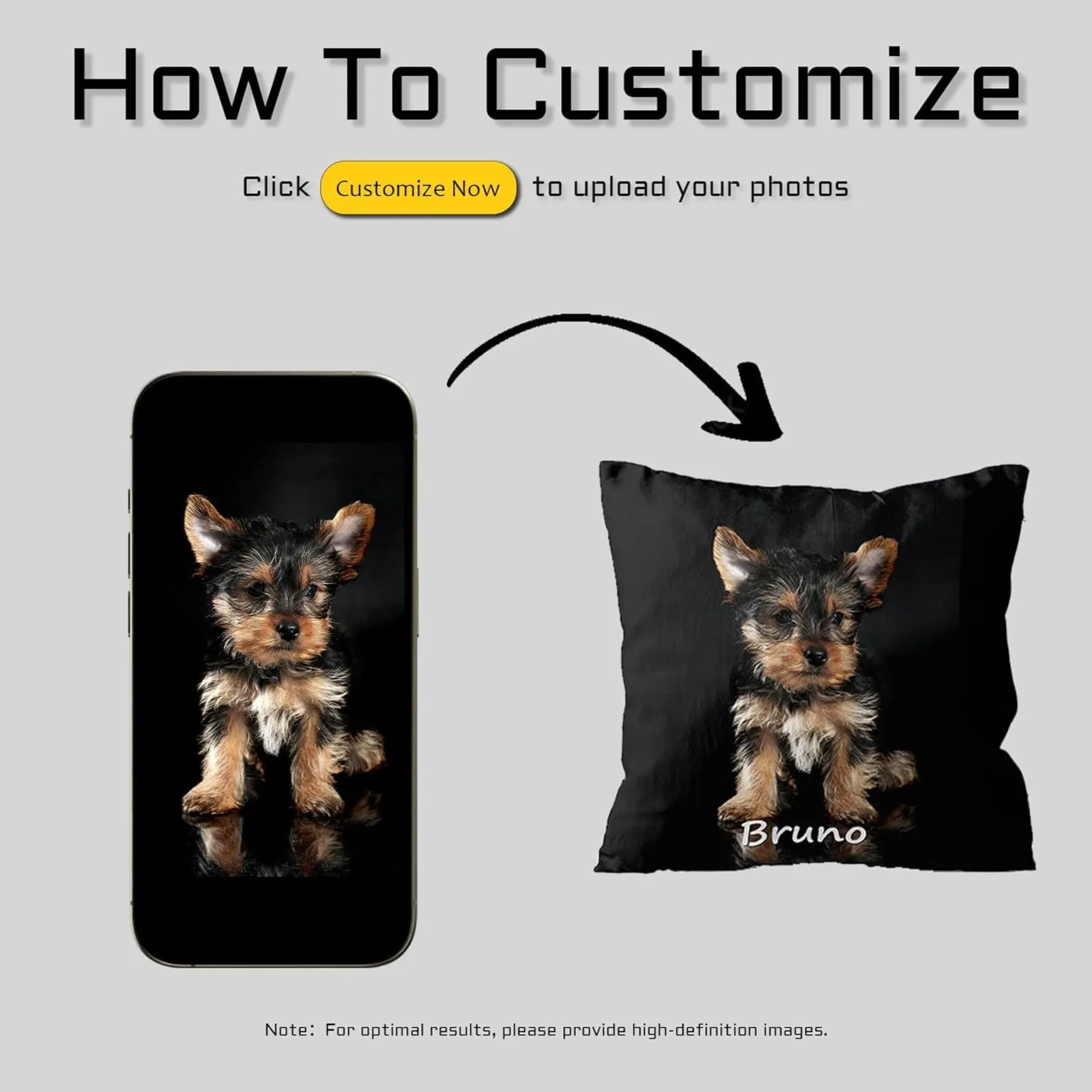 Personalized Custom Throw Pillow with Photo, Text,Personalized Decor for Home