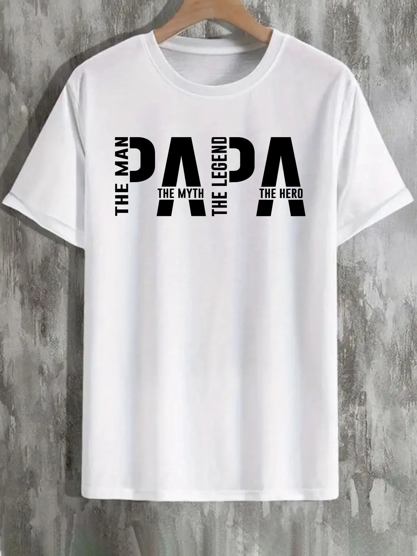 تي شيرت رجالي كاجوال عصري من القطن الخالص بنسبة 100% بنمط PAPA الأسطوري فضفاض مطبوع برقبة دائرية وأكمام قصيرة