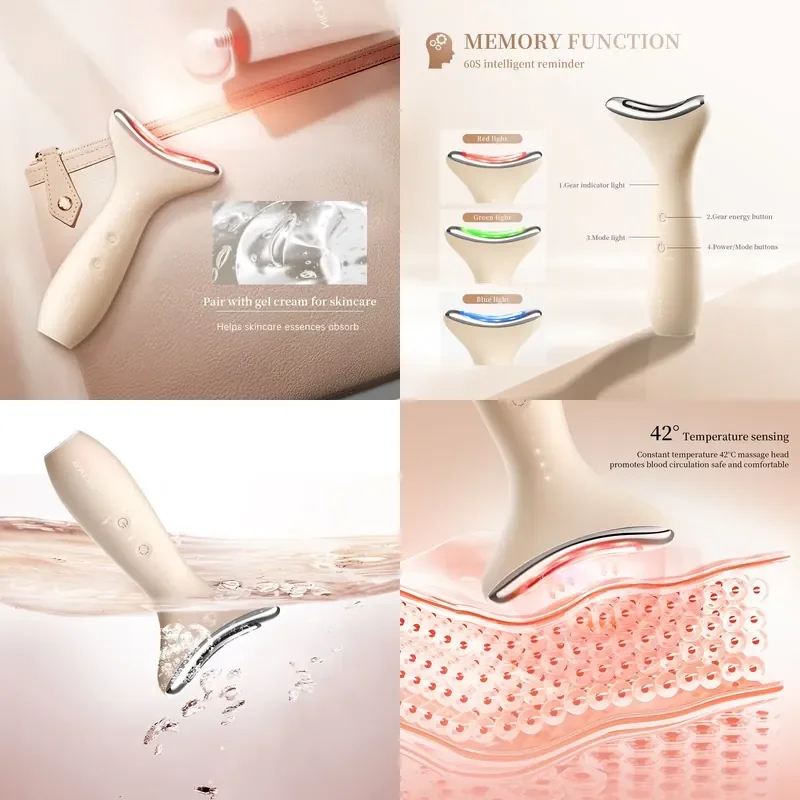 

【CHIMU HOME】 LED Facial Device for 3 Color Light Therapy Lifting Face and Neck Massager