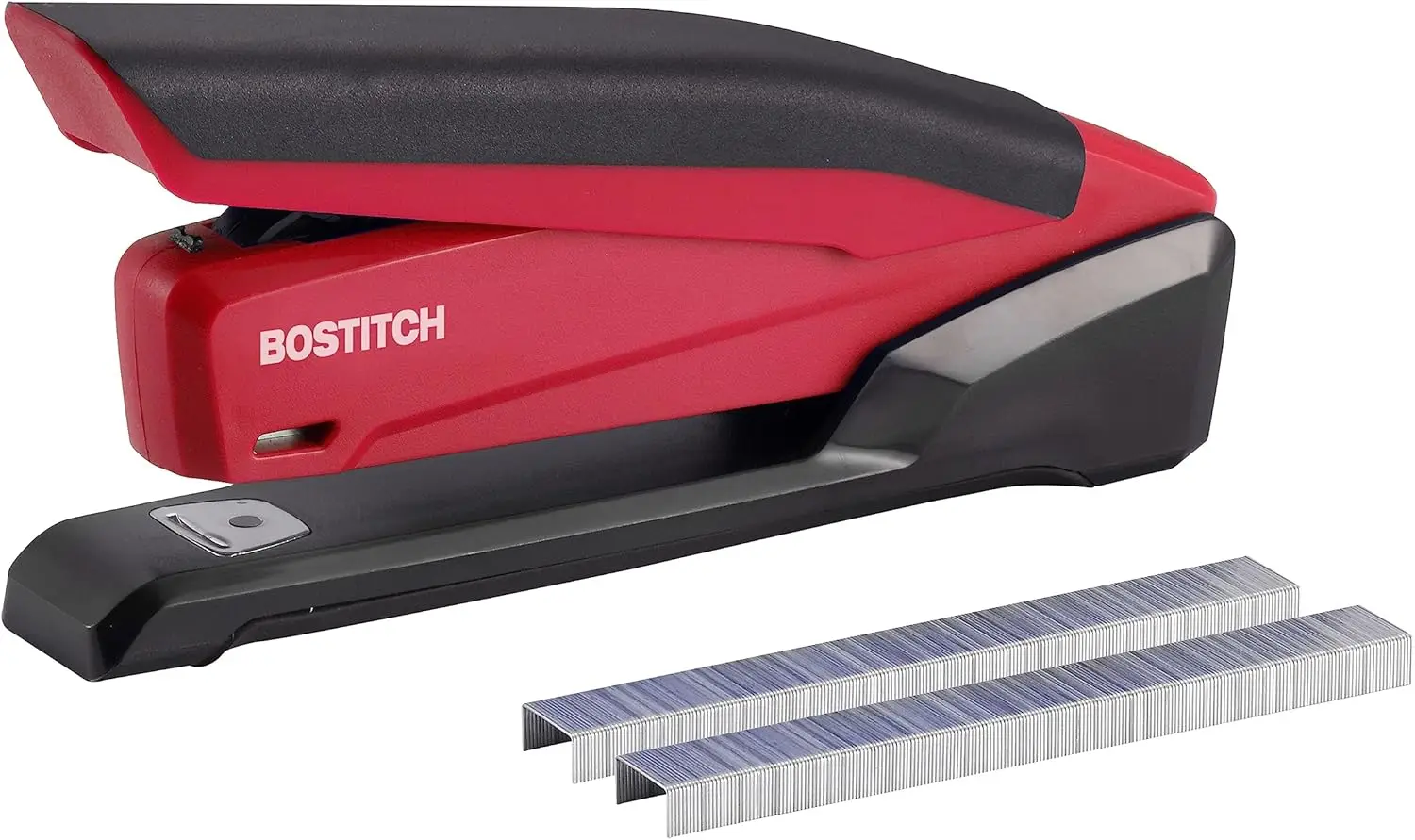 3-in-1 Stapler with Remover, 20-Sheet Capacity, No-Jam, Spring Powered, Red