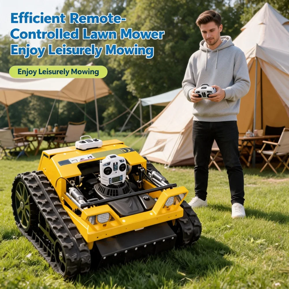 Customized lawn mower track type all terrain wireless remote control cutting width of 800mm