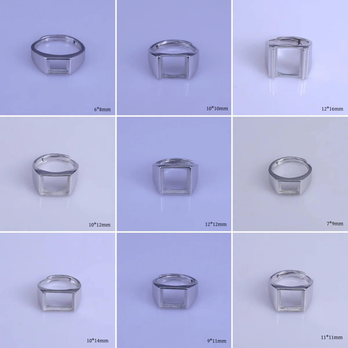 Inlay 6*8/7*9/9*11/10*14mm Gemstone S925 Sterling Silver Ring Empty DIY Support for Men Fine Fashion Charm Jewelry