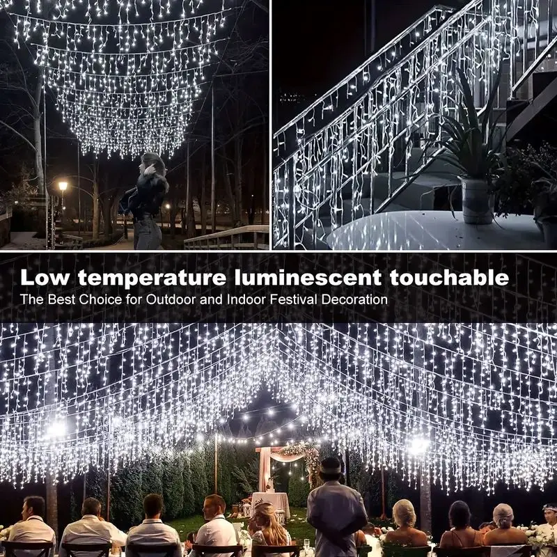 Ice Bar Light 100LED Solar Ice Column String Light Outdoor Fairy Light 8 Modes Very Suitable for Garden Eaves and Terraces