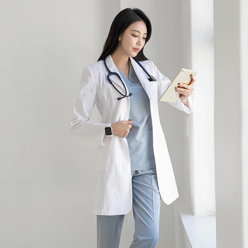 High-end white coat long-sleeve working clothes doctor chemistry laboratory special beauty salon medical doctor customization