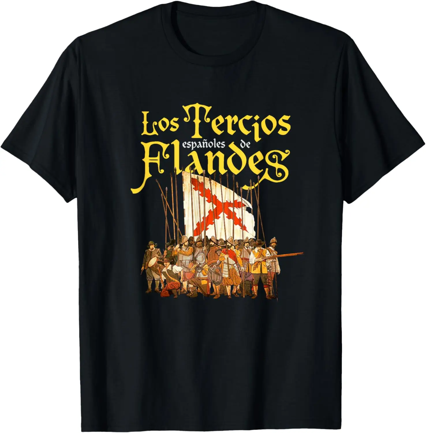 

Tercios De España En Flandes Con Histórica Bandera Borgoña T-Shirt Short Sleeve Casual 100% Cotton Shirts