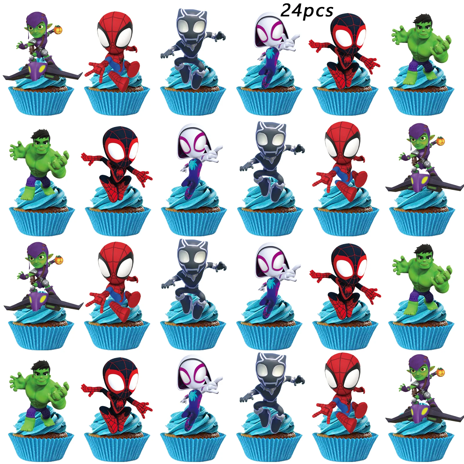 Spidey and His Amazing Friends Cake Topper、Cupcake Toppers ， Birthday Decorations，Theme Party Supplies,   Birthday Cake Decorati view 5
