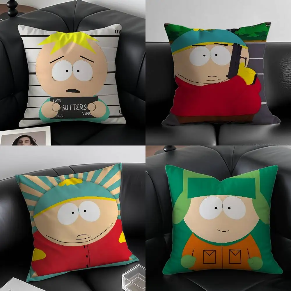 Cartoon Anime Funny South Park-P Pillow Case Anti-dustmite Pillowcase Invisible zipper silky short plush Sofa cushion cover