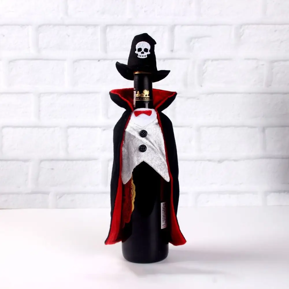 Fun Cape Design Halloween Wine Bottle Covers Cloth Art Funny Cloak Wine Bottle Covers Cartoon Dustproof Red Wine Bottle Bag