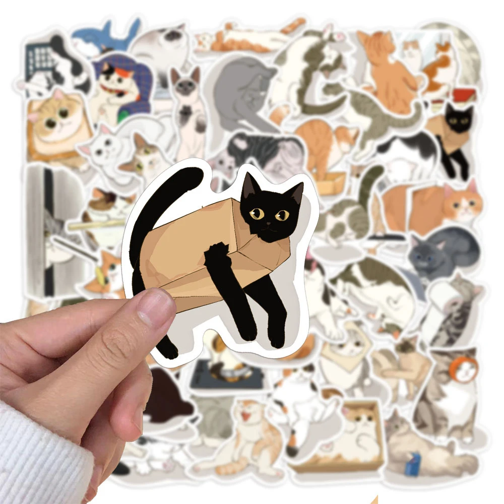 10/30/50pcs 귀여운 고양이 일상 생활 만화 스티커 귀여운 동물 그래피티 데칼 DIY 여행가방 노트북 재미있는 스티커 선물용