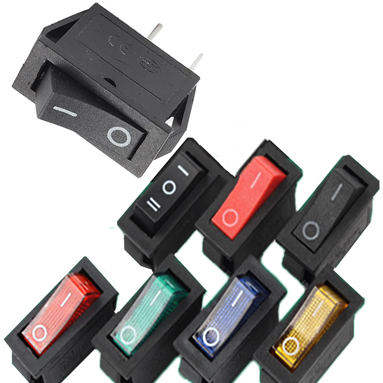 5PCS KCD3 Rocker Switch ON-OFF ON-OFF-ON 2/3 Position Electrical Equipment With Light Power Switch 10A 250VAC/ 15A 125VAC