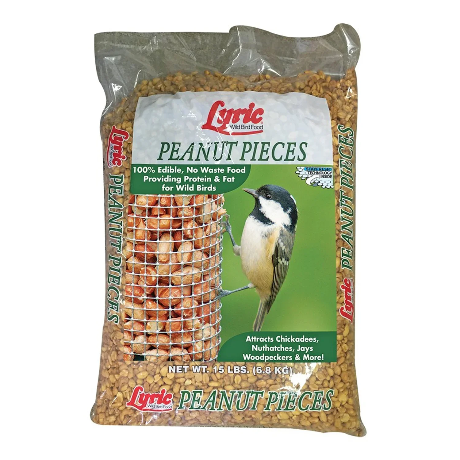 Peanut Pieces for Wild Birds, Low-Waste Bird Feed, 15 Pound Bag