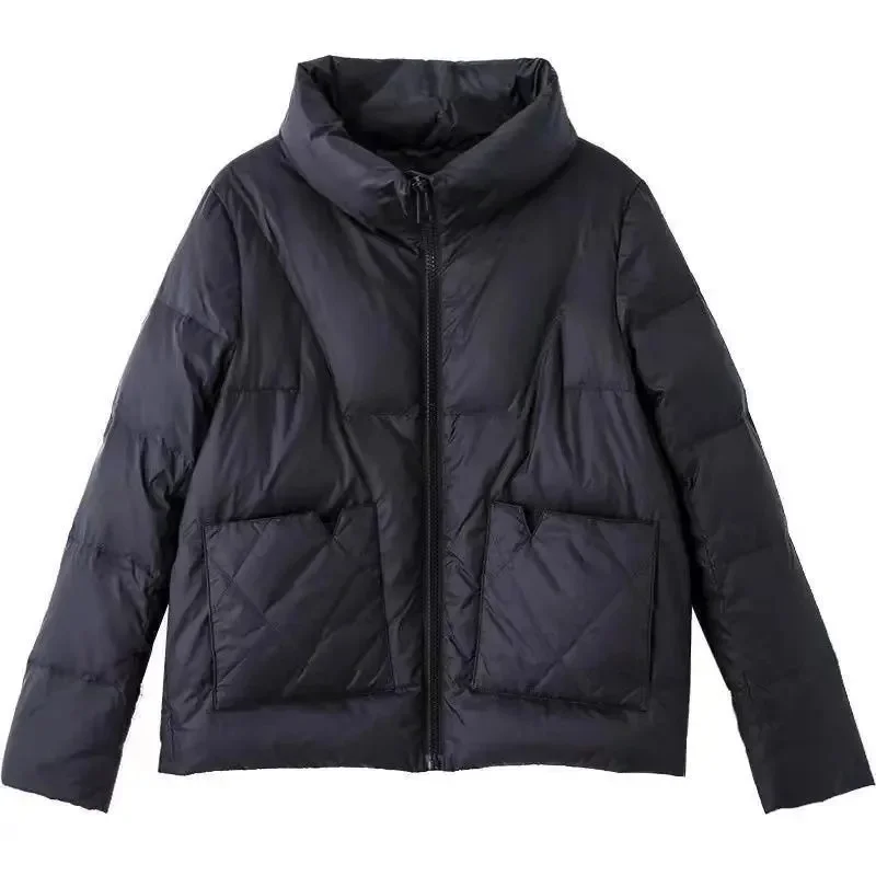 Short Down Padded Coat Women 2022 New All-Match Winter Small Fashionable Foreign Style Mother Winter Thickened Coat Solid Color