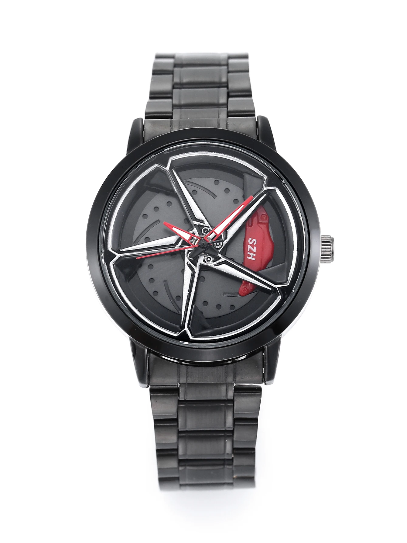 Car Rim Men Watches Stainless Steel Waterproof Sport Watch Rotating Wheel Rim Dial Quartz Wristwatch Fashion