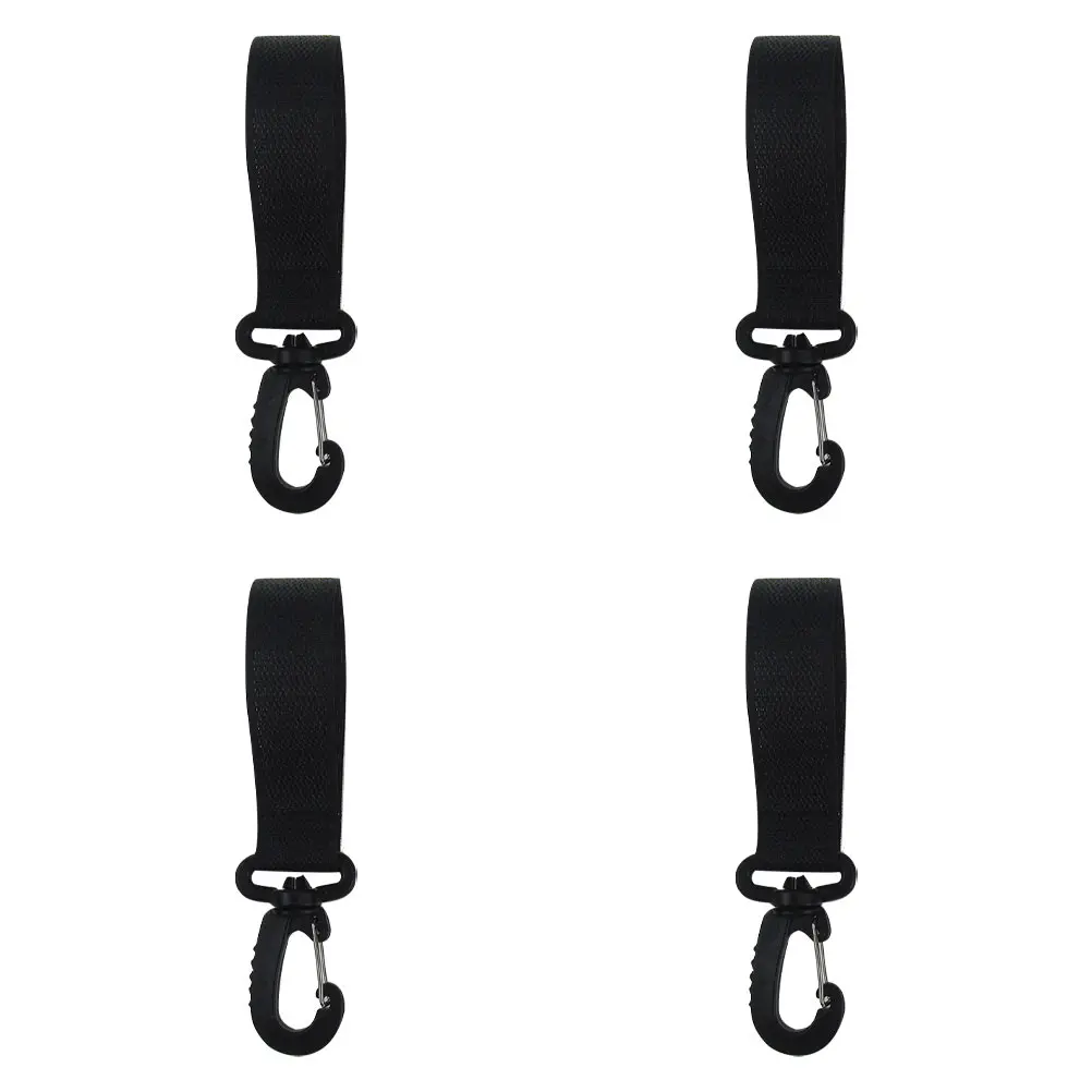 

4 Pairs 360 Degree Swivel Stroller Hooks Black Jogging Baby Pram Storage Hanger Polyester Attachment Buggy Hook Key
