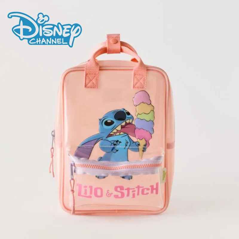 Disney\'s New Cartoon Stitch Fashionable and Cute Transparent Mini Backpack 3-7 Years Old Kindergarten Children\'s School Bag