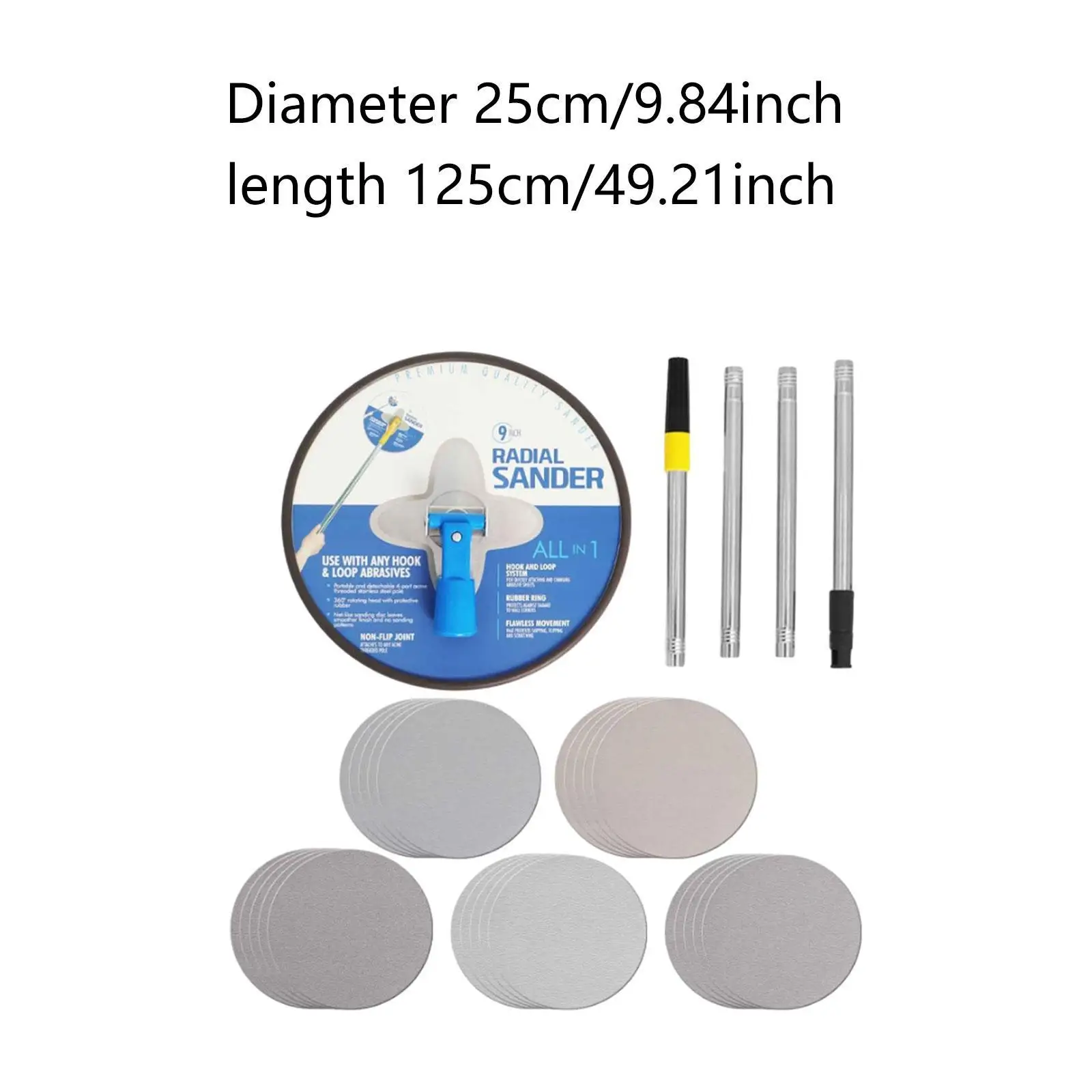 Handheld Adjustable Pole Drywall Sander Ergonomic Design 360 Degree Rotating