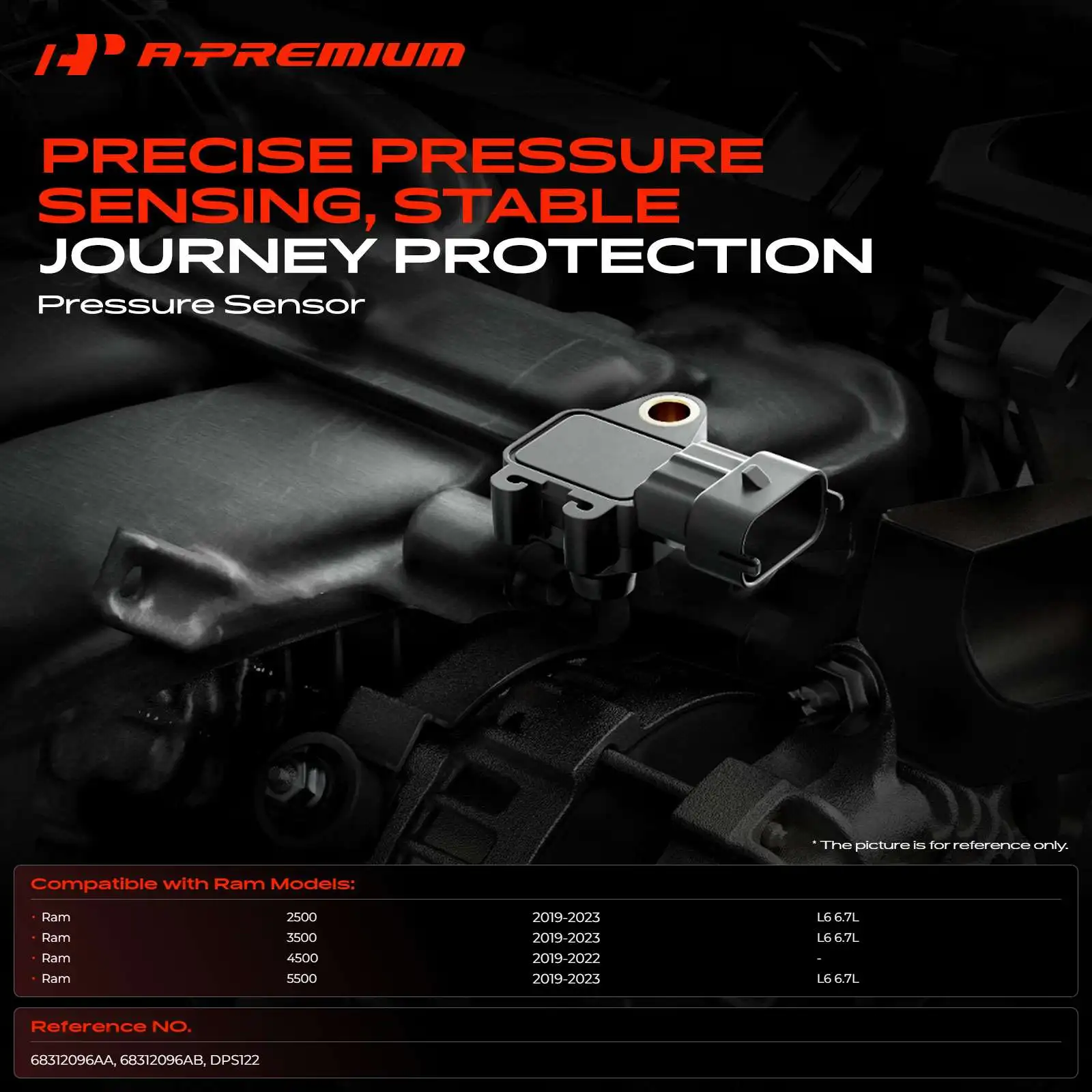 A-Premium Diesel Particulate Filter Pressure Sensor for Ram 2500 3500 5500 2019-2023 4500 2019-2022