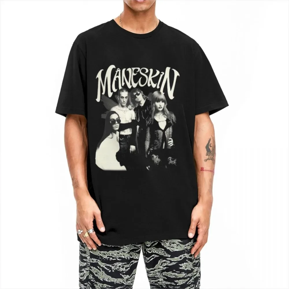 Italian Rock Band Maneskin T-Shirt Music Album Graphic Print Hip Hop T-Shirts Short Sleeve Tops Cotton O Neck Oversize Clothing