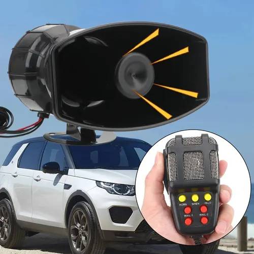 Sistema de micrófono PA, amplificador de emergencia, altavoces Hooter, bocina de coche ruidosa, sirena de policía, bocina de aire, tono megáfono, alarma de advertencia de coche de 12V 100W