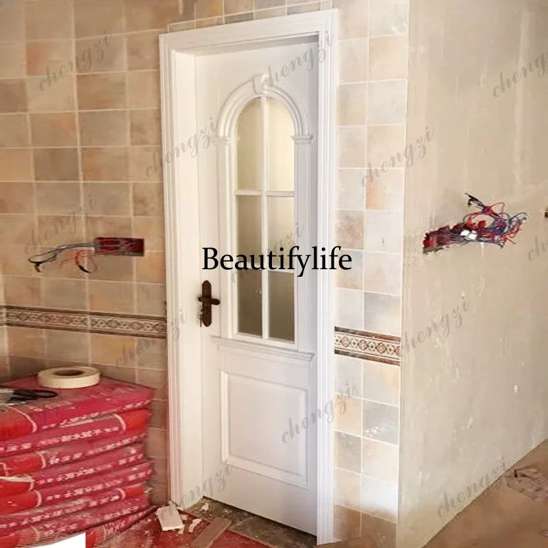 Wooden door Smoked log Bedroom door American custom modeling Solid wood multi-layer paint flat door