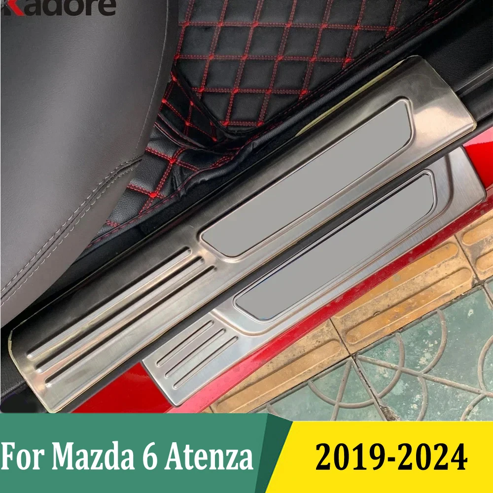 Door Sill Scuff Plates For Mazda 6 M6 Atenza 2019-2022 2023 2024 Doors Sills Protectors Car Thresholds Sticker Stainless Steel