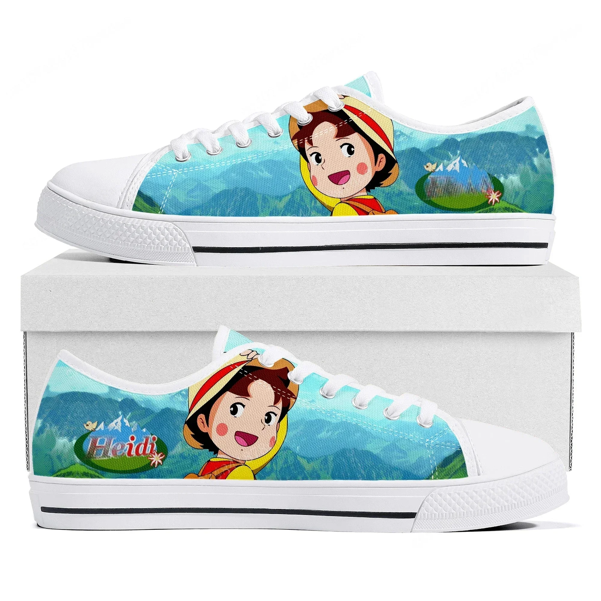 A Girl Of The Alps Low Top Sneakers Womens Mens Heidi High Quality Canvas Sneaker Couple Comics Manga Custom Made Shoes