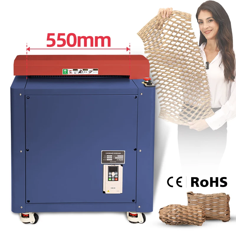 550mm Zero Plastic Packaging System Corrugated Paper Shredding Machine Cardboard Shredder Carton Perforator