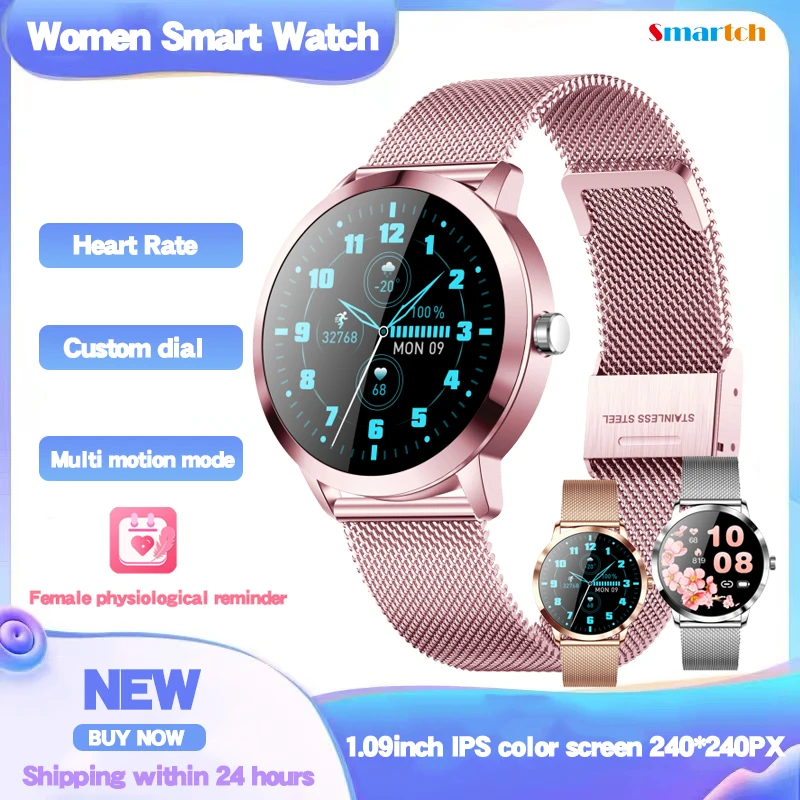 

2024 New Women Smart Watch 1.09" HD IPS Color Screen Ladies Fashion Female Physiological Cycle Heart Rate Smartwatch waterproof