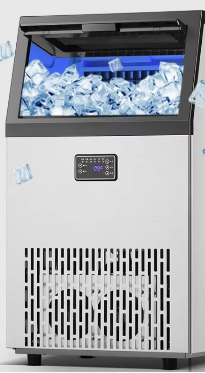 Ice maker large milk tea shop 70/85/100kg large capacity small fully automatic square ice maker