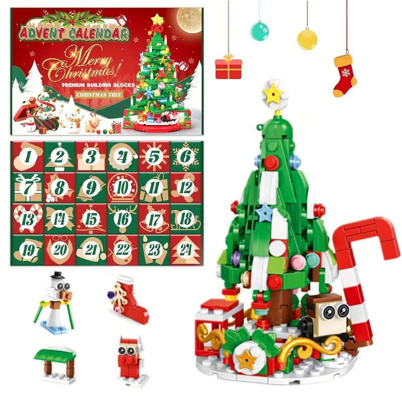 2024 Kerstcadeau Speelgoed Bouwsteen Adventskalender 24 Dagen Verrassing Countdown Feestelijke Set Familie Kerst Feestartikelen