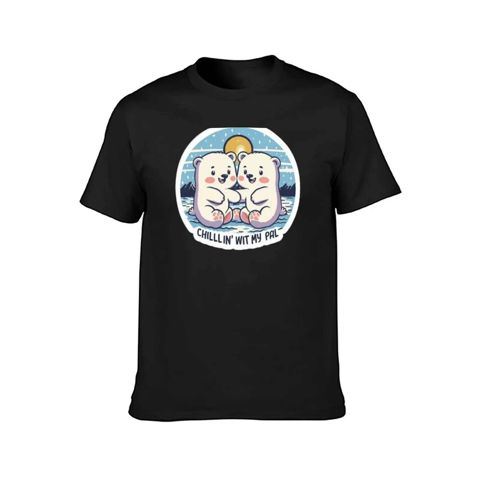 Polar Bear: Chillin with pal T-Shirt cute tops customs sports fans summer top designer t shirt men