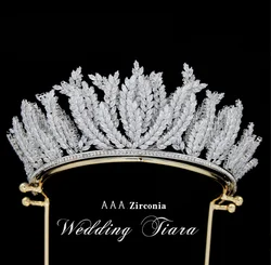 Luxury Bridal Crown Wedding Hair Jewelry Headdress Zirconia CZ Sliver Bride Tiara Crown For Pageant Women Diadem Prom Headpiece