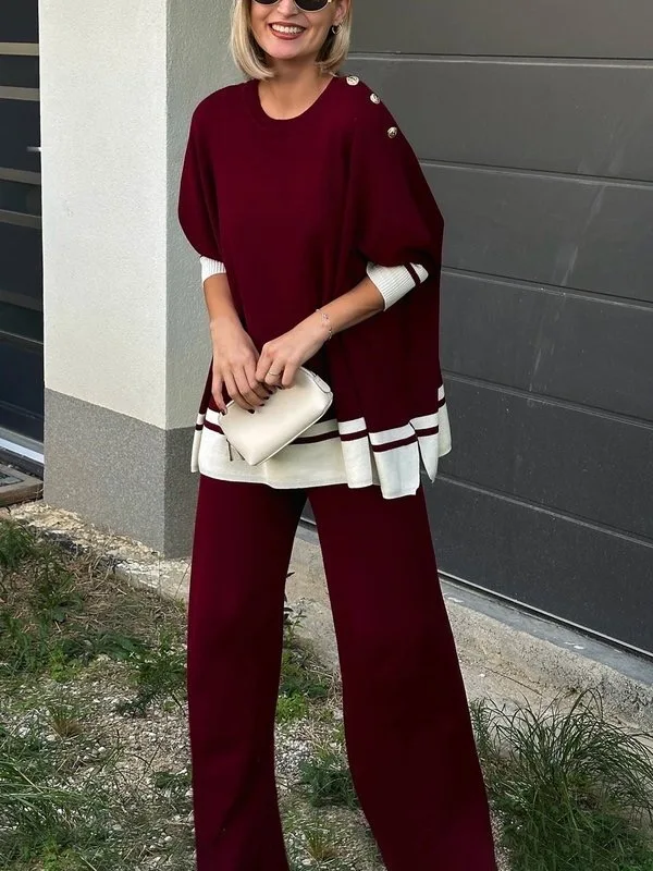 Modigirl Damen-Strickhose für Herbst und Winter, 2025, neue, lässige, einfache, einfarbige, warme Stretch-Strickhose mit weitem Bein für Damen