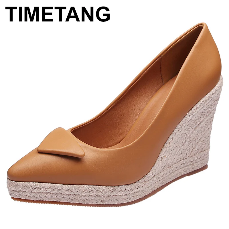 Woman 1.5cm Platform 10cm Wedges Super High Heels Pumps Fenty Beaut Large Size Triangle Design Slip on Extreme High Heels Shoes