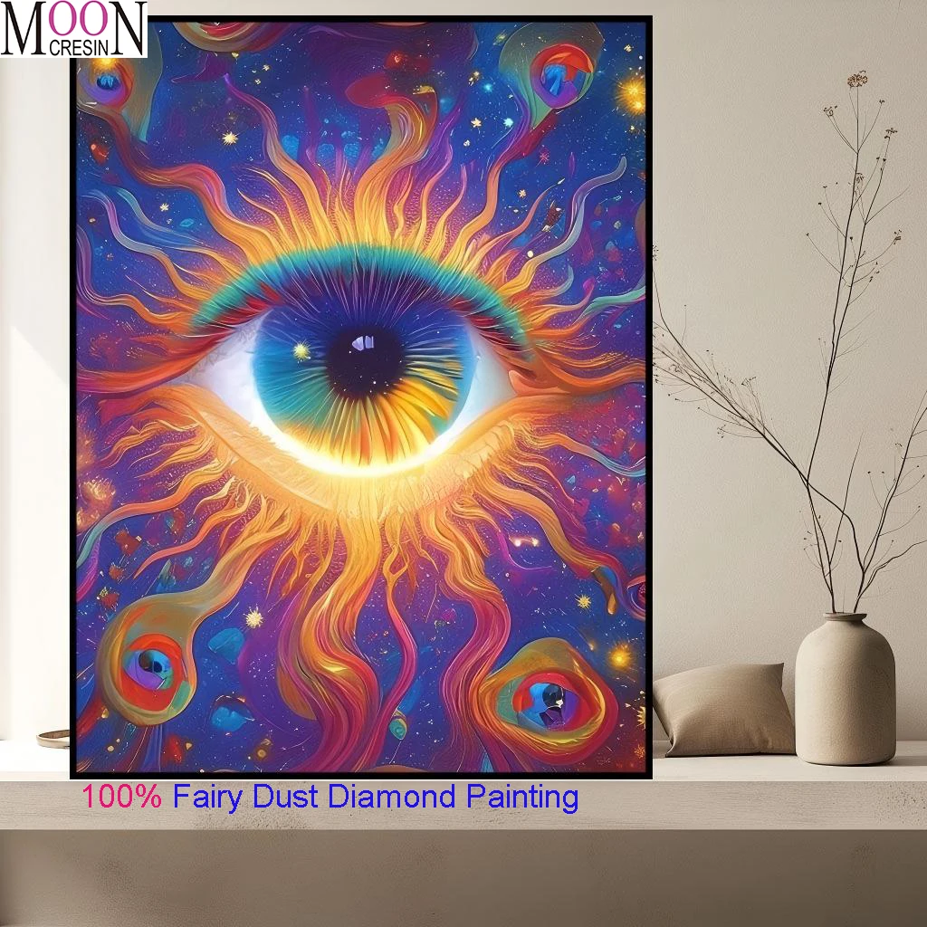 100% Fairy Dust Square Diy Diamond Painting Cross Stitch Dandelion Colored Eyes Kits Embroidery Mosaic Crystal Decor Rhinestones