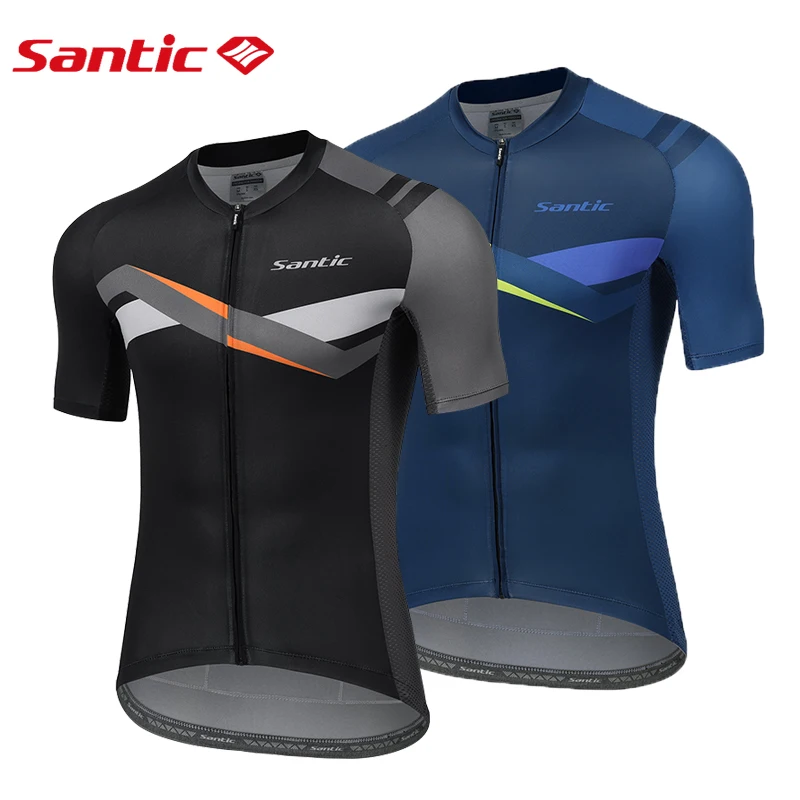 Santic Cycling Jersey Cycling Tops Men Short Sleeve Cycle Jerseys Quick Dry Bike Shirt  Reflective MTB Clothing