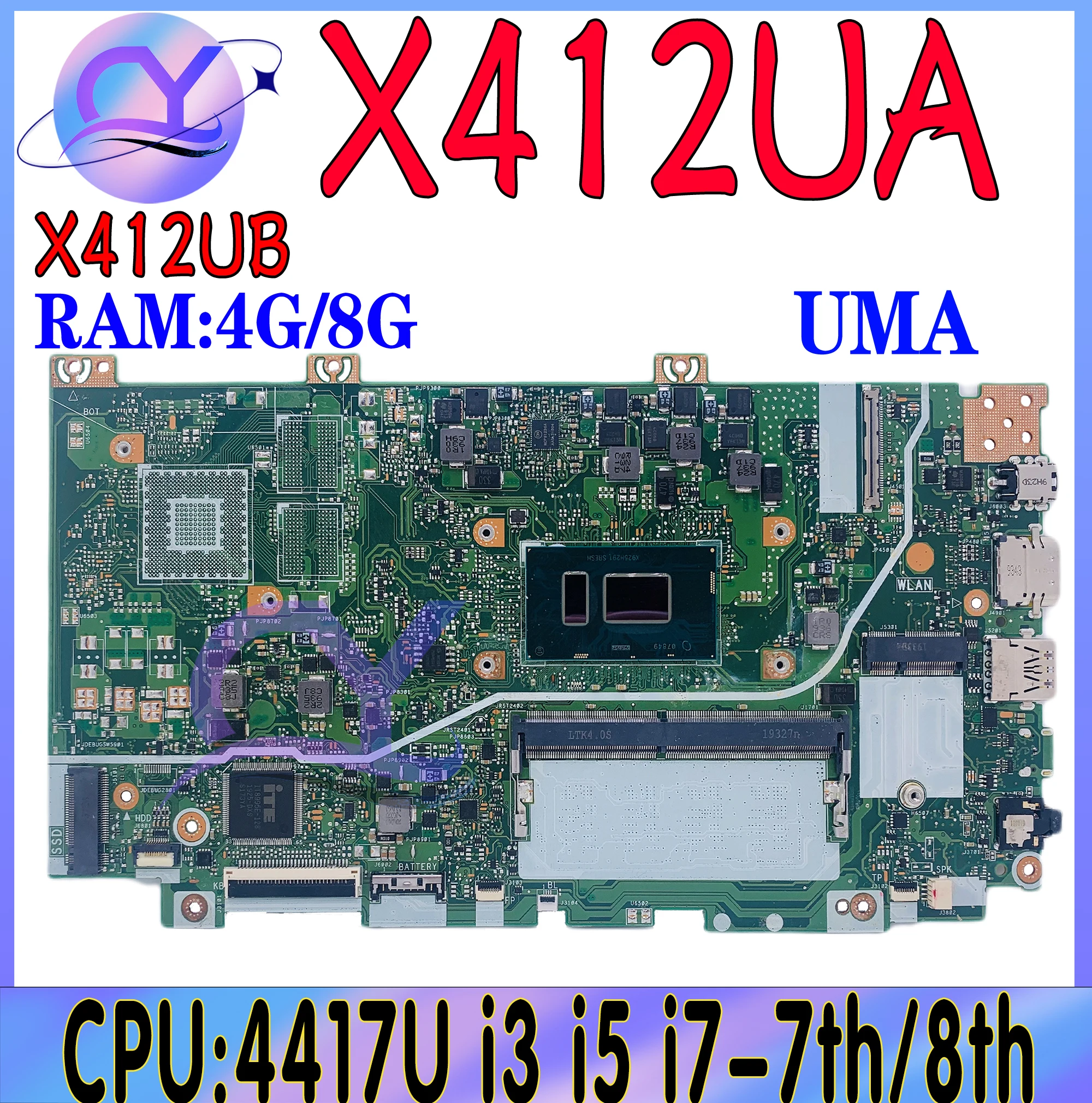 X412UA Laptop Motherboard For ASUS Vivobook 14 X412 X412UB X412UF F412U A412U Mainboard I3-8130U I5-8250U I7-8550U GPU UMA/940MX