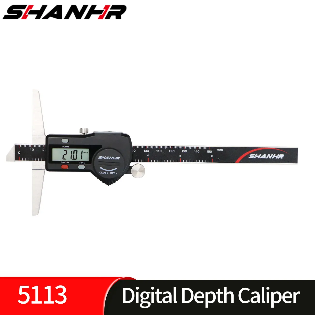 SHANHR Stainless Steel Digital Depth Gauge Vernier Caliper Micrometer 150/200/300mm Electronic Depth Measuring Caliper