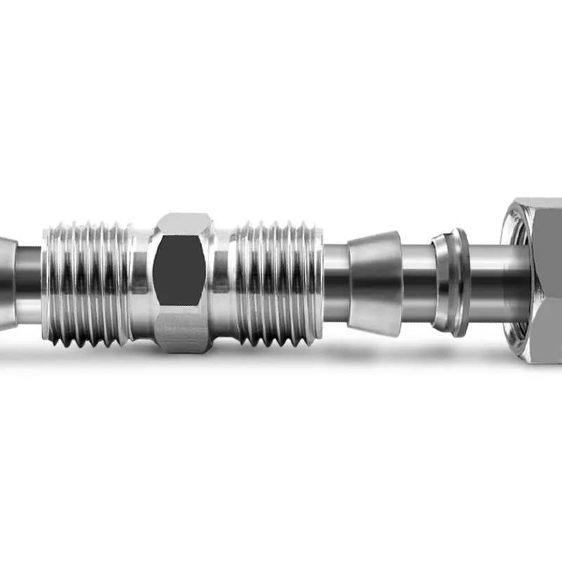 304 Straight Through Sleeve Compression Ferrule Pipe Fitting 3 4 6-25mm Single/ Double Sleeve Gas Source Instrument Pipe Joint