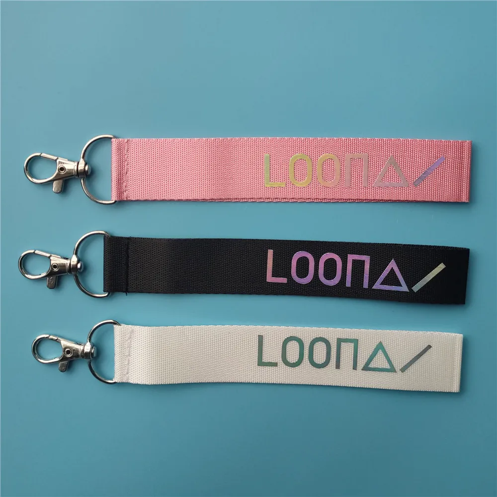 KPOP LOONA Keychain Laser Colorful Mobile Phone Rope Name Strip Pendant Bag Accessories Cheorry Chuu Vivi Fans Collections D4