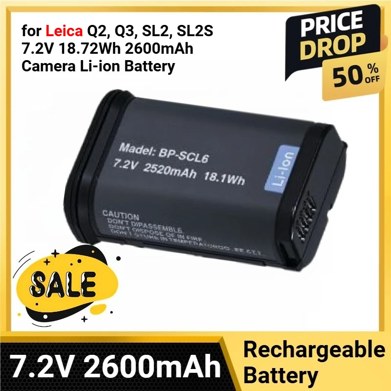 

for Leica Q2, Q3, SL2, SL2S 7.2V 18.72Wh 2600mAh 19 531 BP-SCL6 LC-SCL6 Camera Li-ion Battery