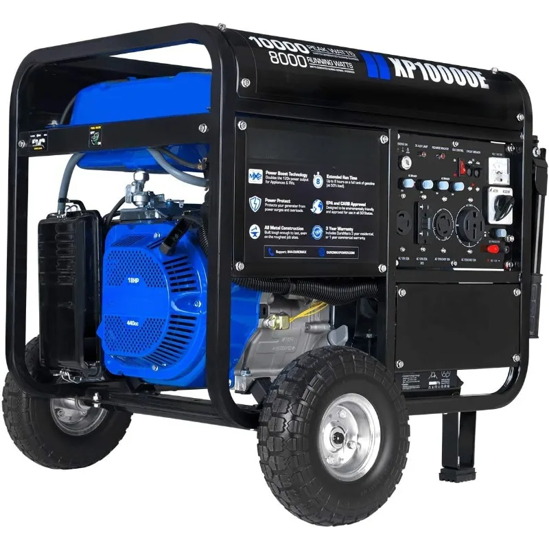 

XP10000E Gas Powered Portable Generator-10000 Watt Electric Start-Home Back Up & RV Ready, 50 State Approved, Blue/Black