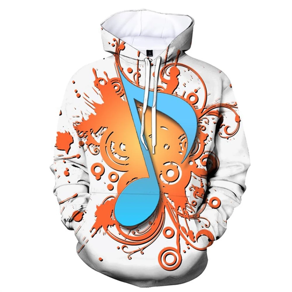 

Men's Funny 3D Print Musical Note Hoodie Long Sleeve Pullover Sweatshirt Casual Autumn Top Fashionable Streetwear