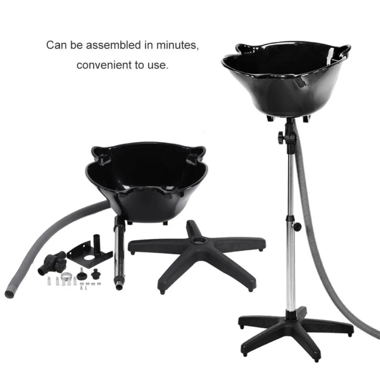 Shampoo Bowl Portable Salon Sink with Adjustable Height and Drain; Barbershops Hair Backwash Bowl Shampoo Basin Barber Tool