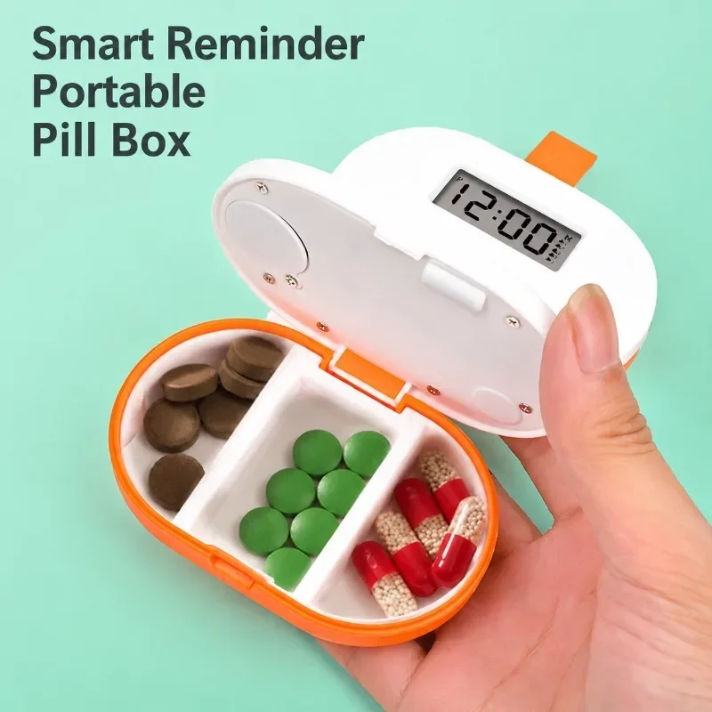 7-Day Weekly Smart Electronic Pill Box with LCD Screen, Timer Alarm, Vibration & LED Reminder, Portable Medicine Dispenser for