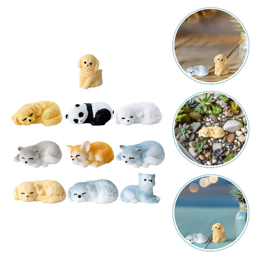 

10Pcs Mini Dog Statue Creative Design Realistic Appearance DIY Decor for Tabletop Bonsai Plant Pot Fairy Garden Landscape